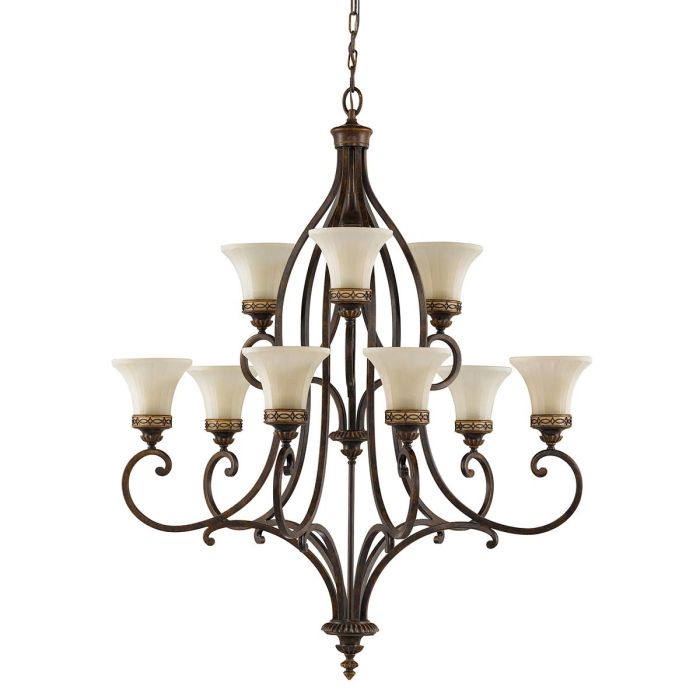 elstead lighting Drawing Room 9 Light Chandelier - Walnut