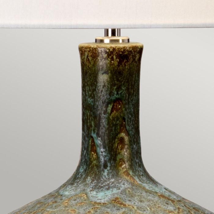 Elstead Lighting Eden Park 1 Light Table Lamp - Green Turquoise And Gold With Cream Shade