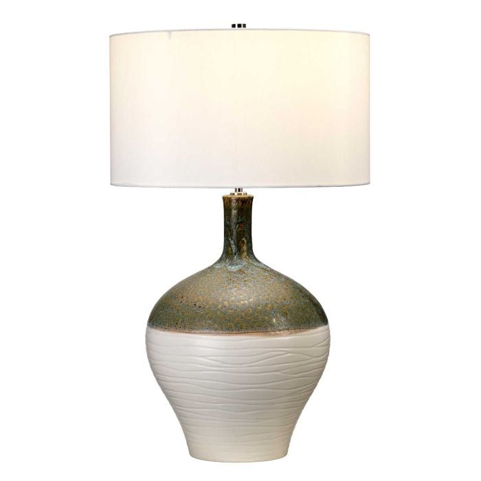 elstead lighting Eden Park 1 Light Table Lamp - Green Turquoise and Gold with Cream Shade