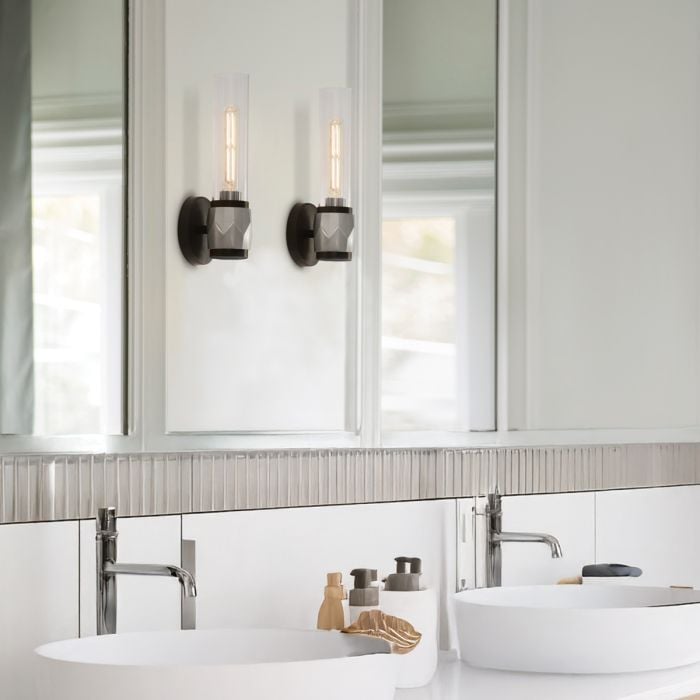 Elstead Lighting Ellison 1 Lt Wall Light. - Black With Brushed Nickel