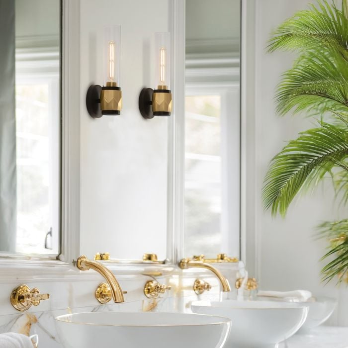 Elstead Lighting Ellison 1 Lt Wall Light. - Black With Heritage Brass