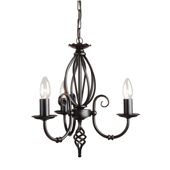 elstead lighting Artisan 3 Light Chandelier - Black