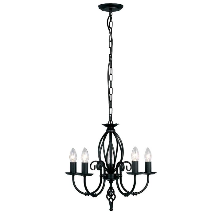 elstead lighting Artisan 5 Light Chandelier - Black
