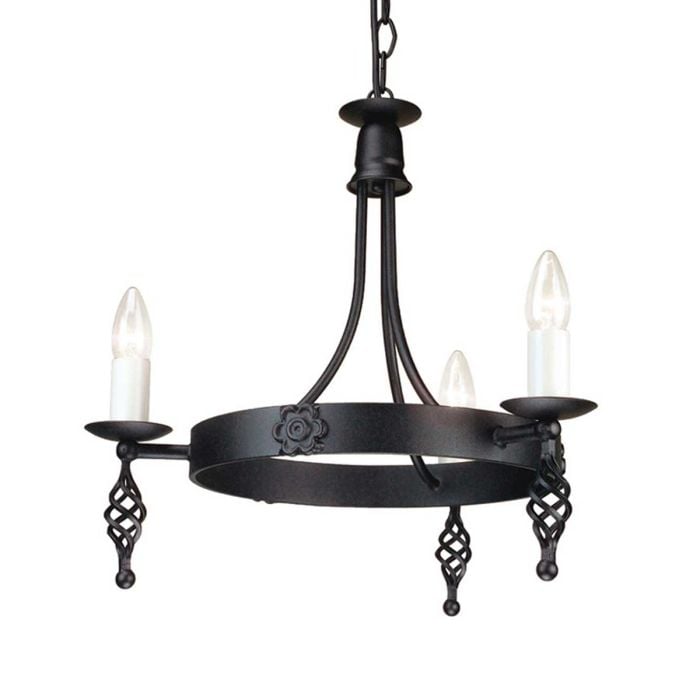 elstead lighting Belfry 3 Light Chandelier - Black