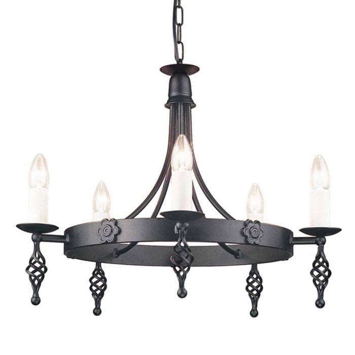 elstead lighting Belfry 5 Light Chandelier - Black