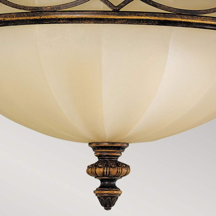 Elstead Lighting Drawing Room 3 Light Flush - Walnut
