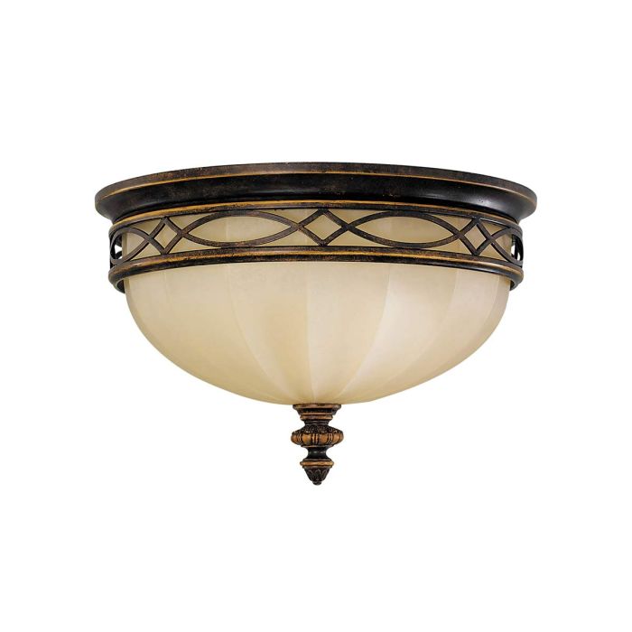 elstead lighting Drawing Room 3 Light Flush - Walnut