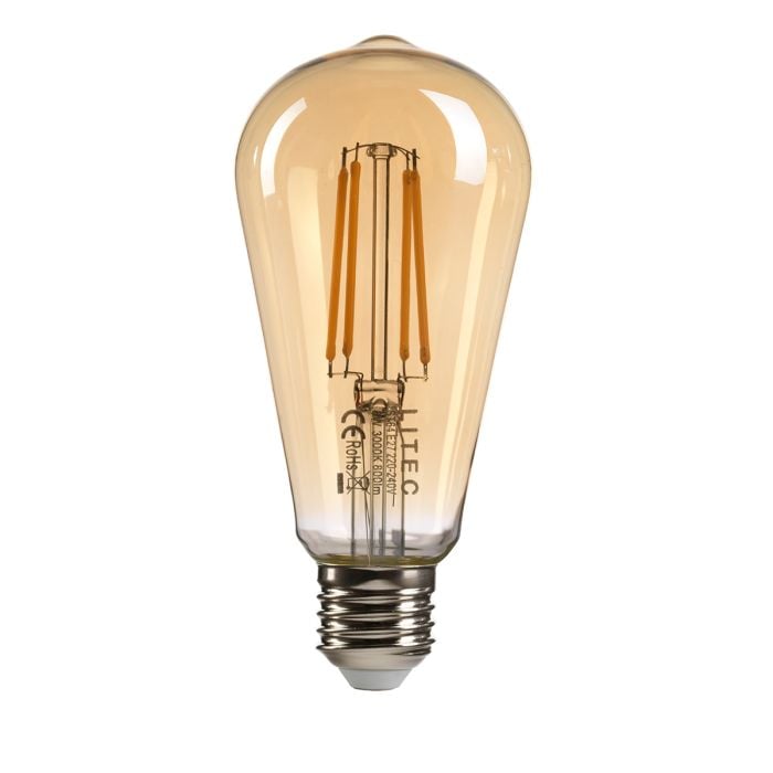 Elstead Lighting Edison LED E27 Lamp - Amber Glass