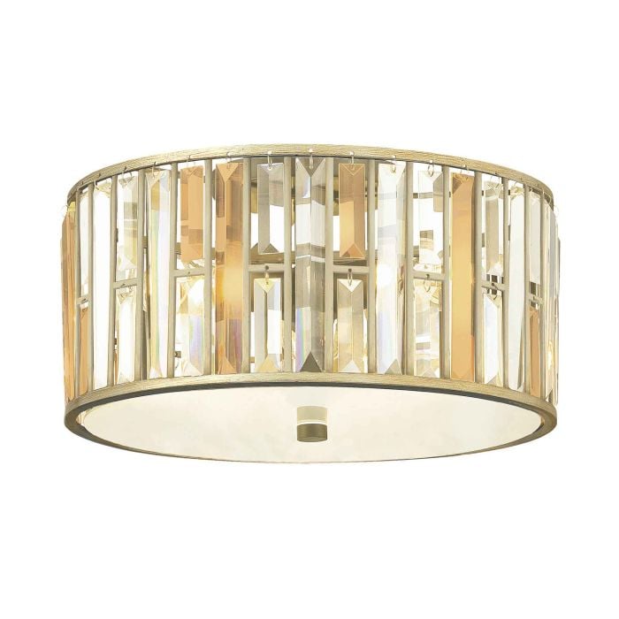 elstead lighting Gemma 3 Light Flush - Silver Leaf