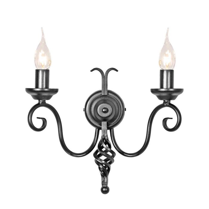 elstead lighting Harlech 2 Light Wall Light - Black