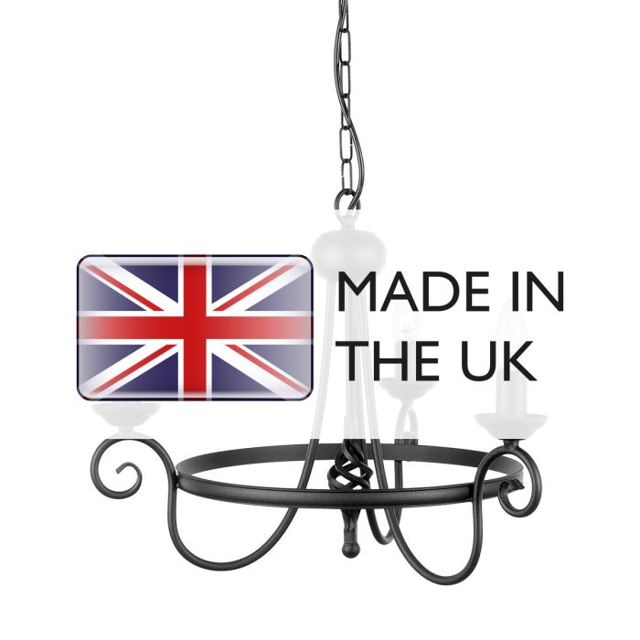 Elstead Lighting Harlech 3 Light Chandelier - Black