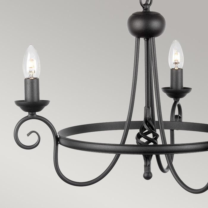 Elstead Lighting Harlech 3 Light Chandelier - Black