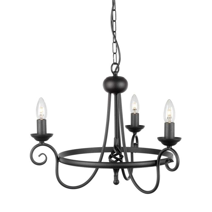 elstead lighting Harlech 3 Light Chandelier - Black