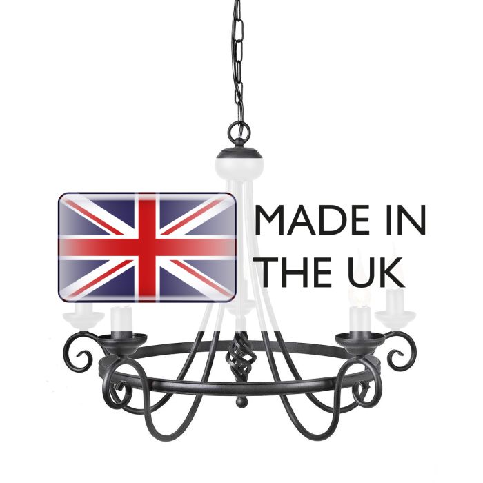 Elstead Lighting Harlech 5 Light Chandelier - Black