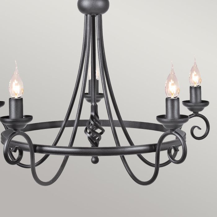 Elstead Lighting Harlech 5 Light Chandelier - Black