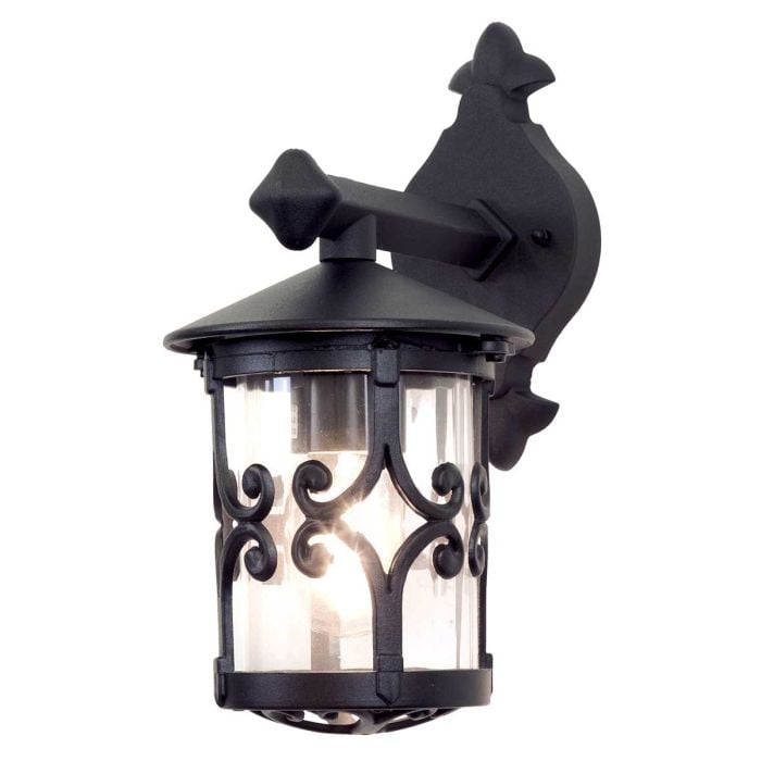 elstead lighting Hereford Wall Down Lantern - Black