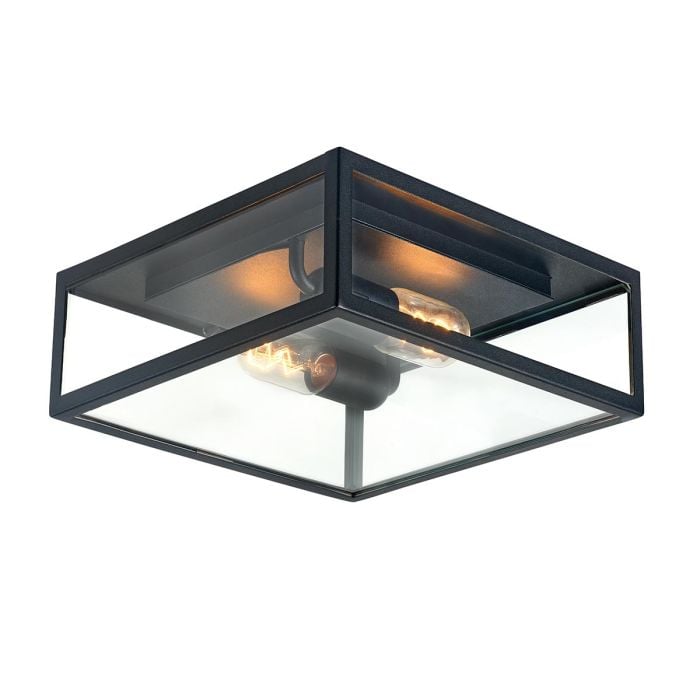 elstead lighting Lofoten 2 Light Flush - Flat - Black