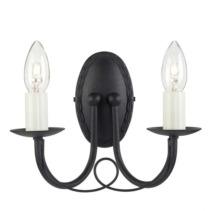 elstead lighting Minster 2 Light Wall Light - Black