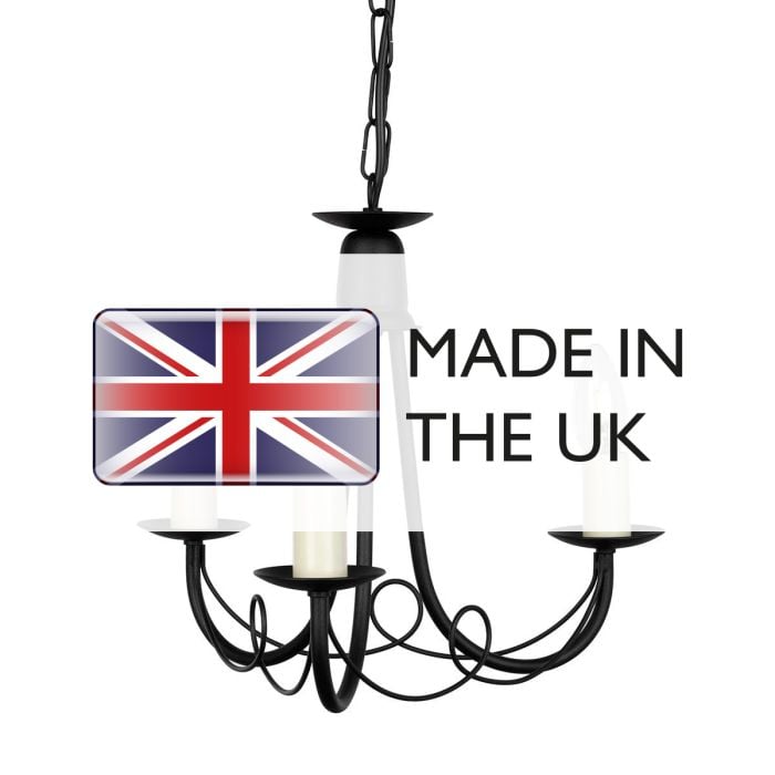 Elstead Lighting Minster 3 Light Chandelier - Black