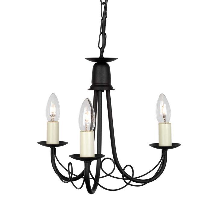 elstead lighting Minster 3 Light Chandelier - Black