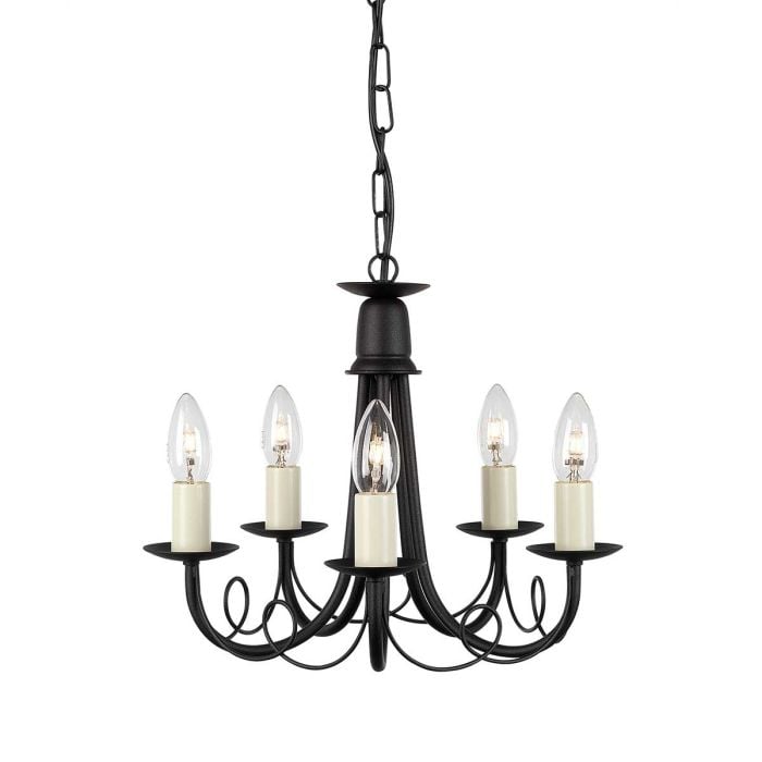 elstead lighting Minster 5 Light Chandelier - Black