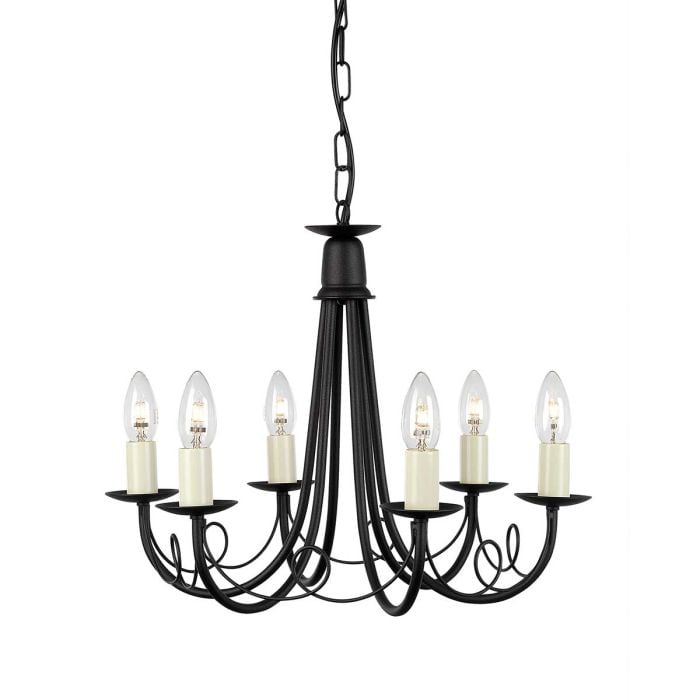 elstead lighting Minster 6 Light Chandelier - Black