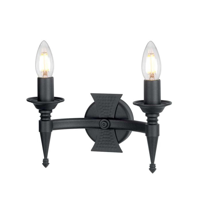 elstead lighting Saxon 2 Light Wall Light - Black