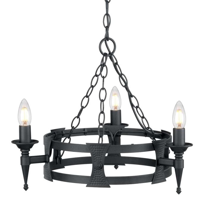 elstead lighting Saxon 3 Light Chandelier - Black