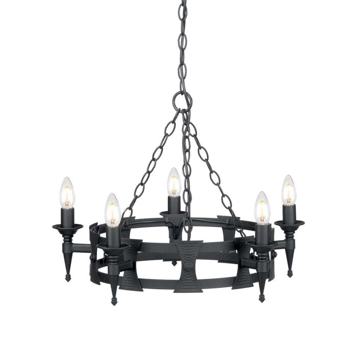 elstead lighting Saxon 5 Light Chandelier - Black