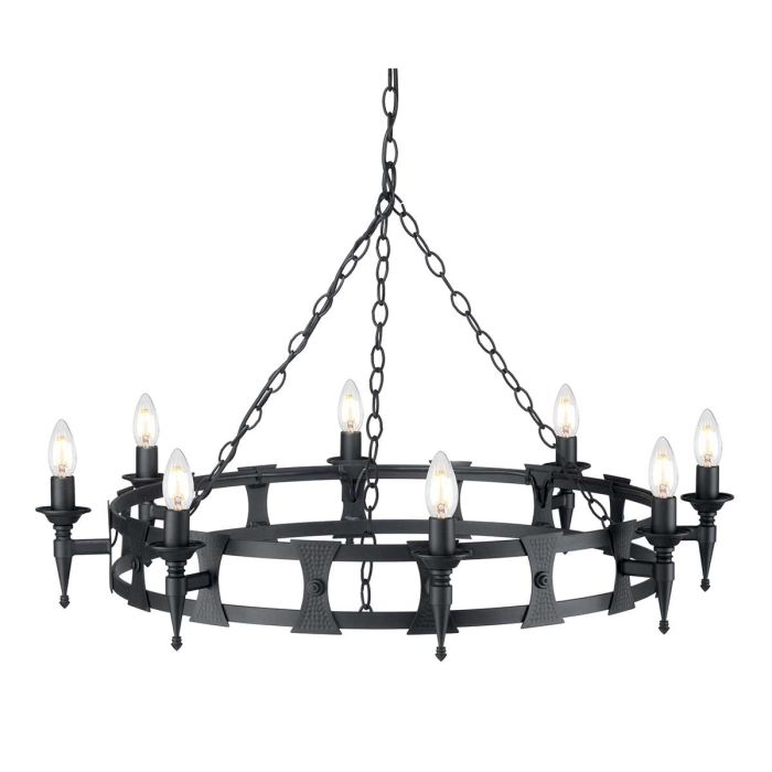 elstead lighting Saxon 8 Light Chandelier - Black