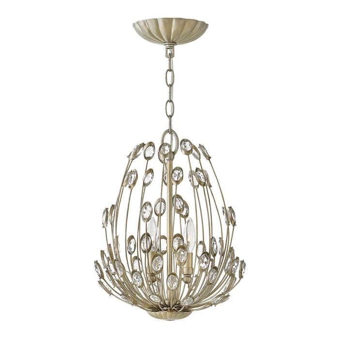 elstead lighting Tulah 3 Light Pendant - Silver Leaf