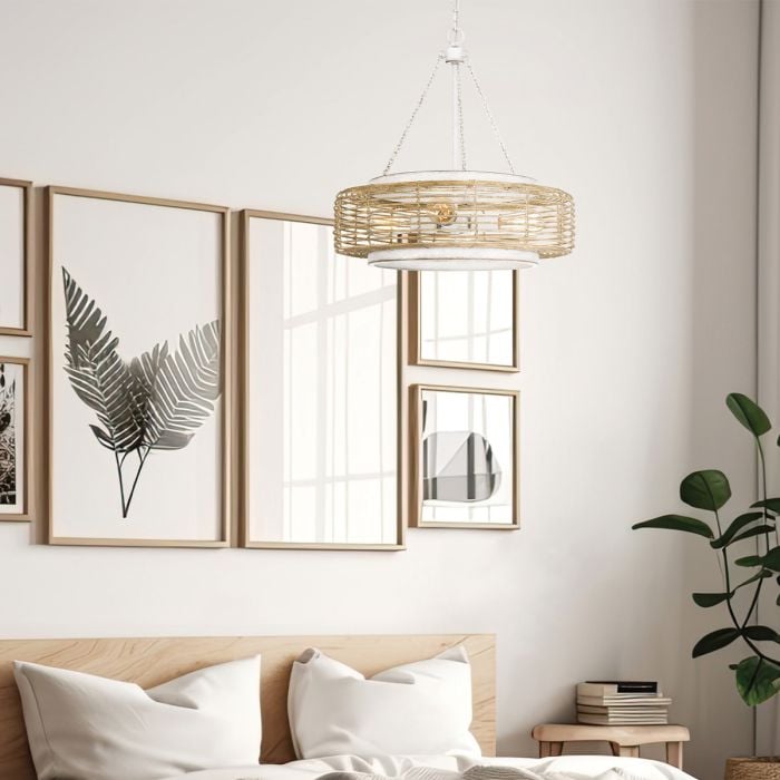 Elstead Lighting Waylon 4 Lt Pendant - Antique White