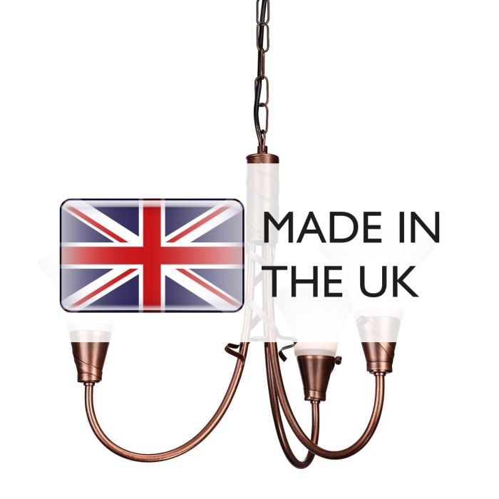 Elstead Lighting Emily 3 Light Chandelier - Copper Patina