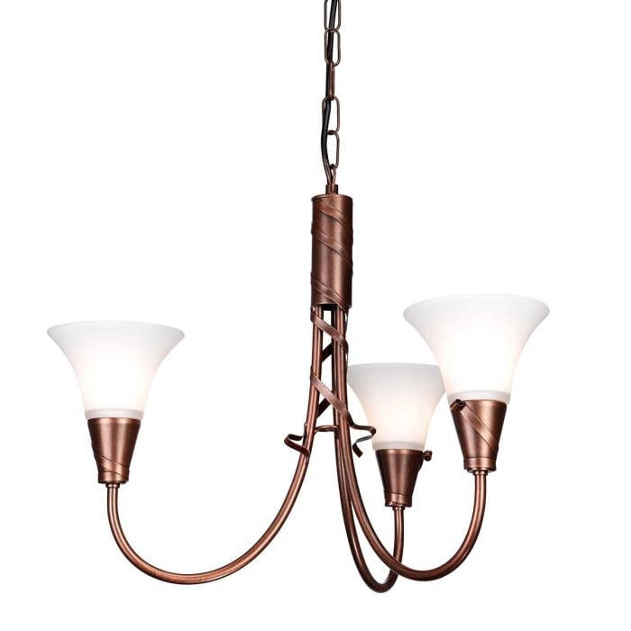 elstead lighting Emily 3 Light Chandelier - Copper Patina