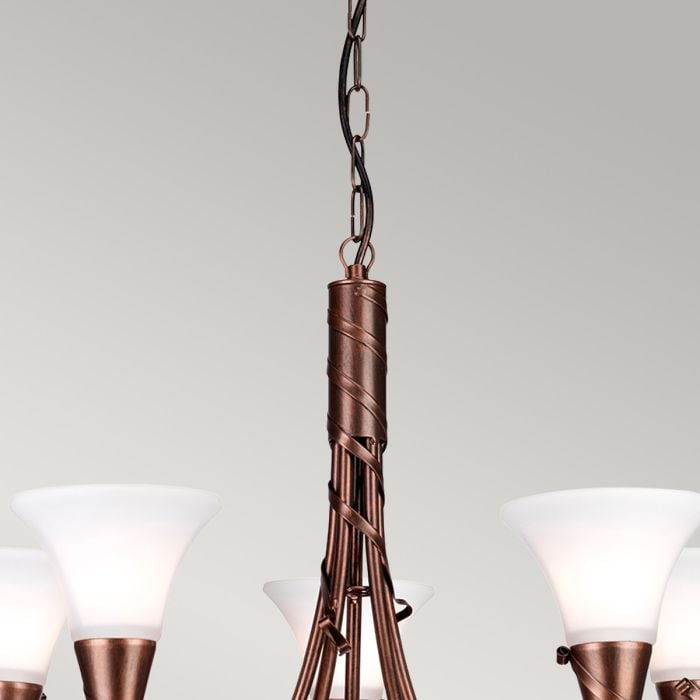 Elstead Lighting Emily 5 Light Chandelier - Copper Patina