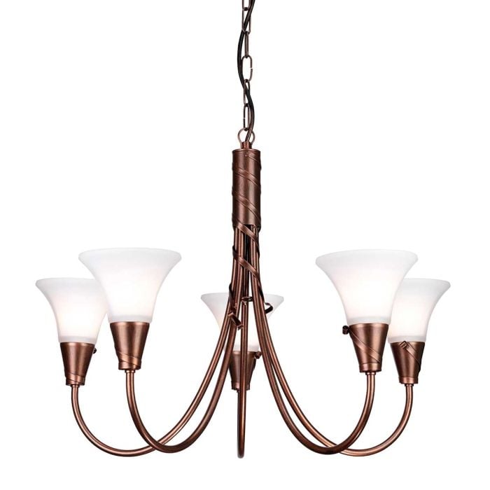 elstead lighting Emily 5 Light Chandelier - Copper Patina