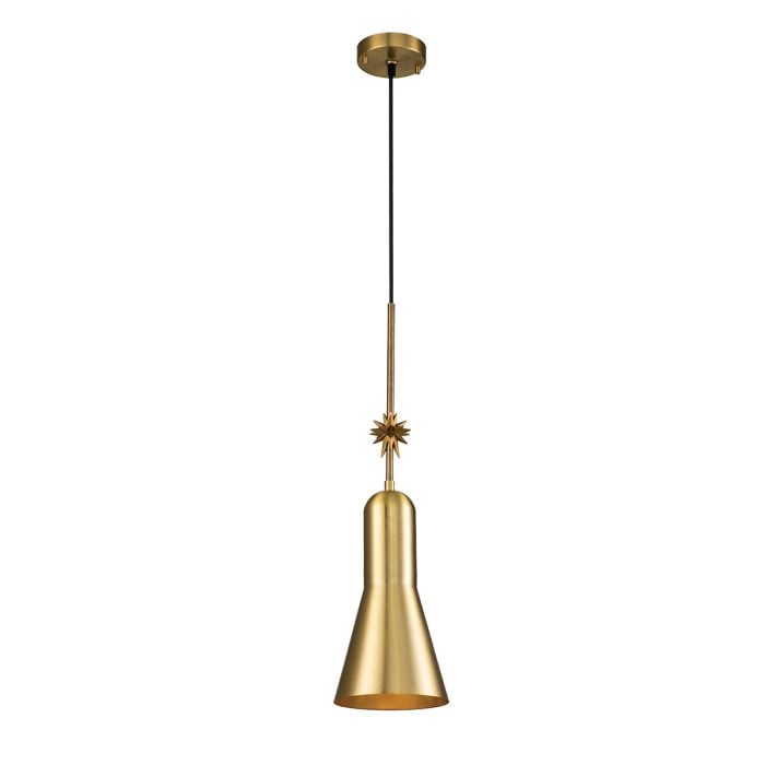 elstead lighting Etoile 1lt Medium Pendant - Aged Brass and Gold Leaf