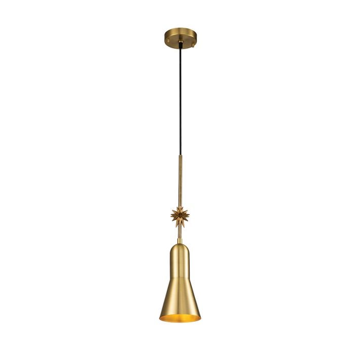 elstead lighting Etoile 1lt Small Pendant - Aged Brass and Gold Leaf