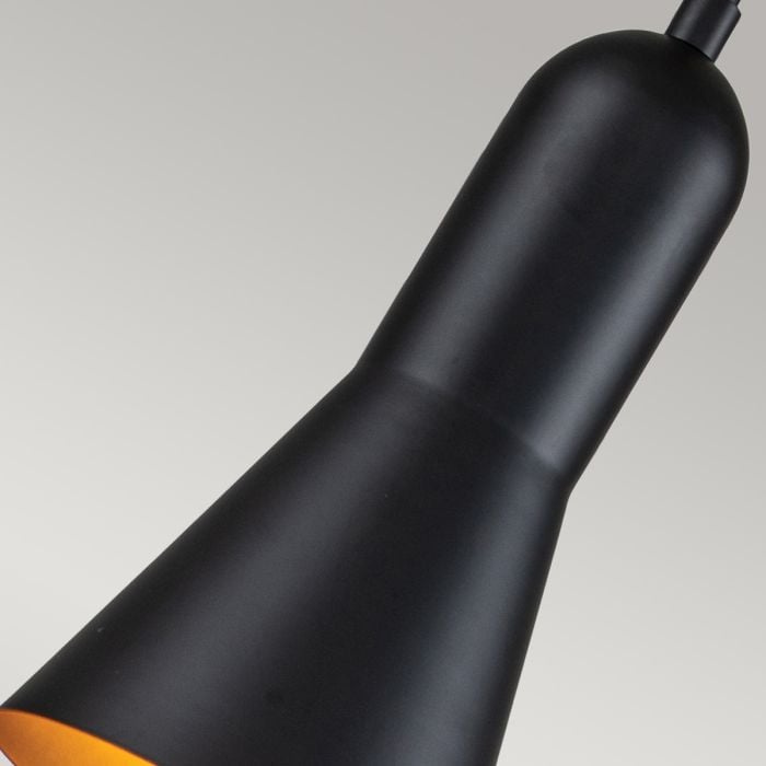 Elstead Lighting Etoile 1lt Small Pendant - Matte Black And Gold Leaf