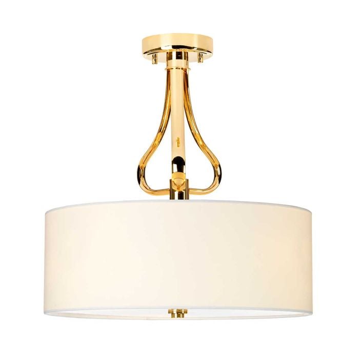 elstead lighting Falmouth 3 Light Semi-Flush - French Gold/ Cream Shade