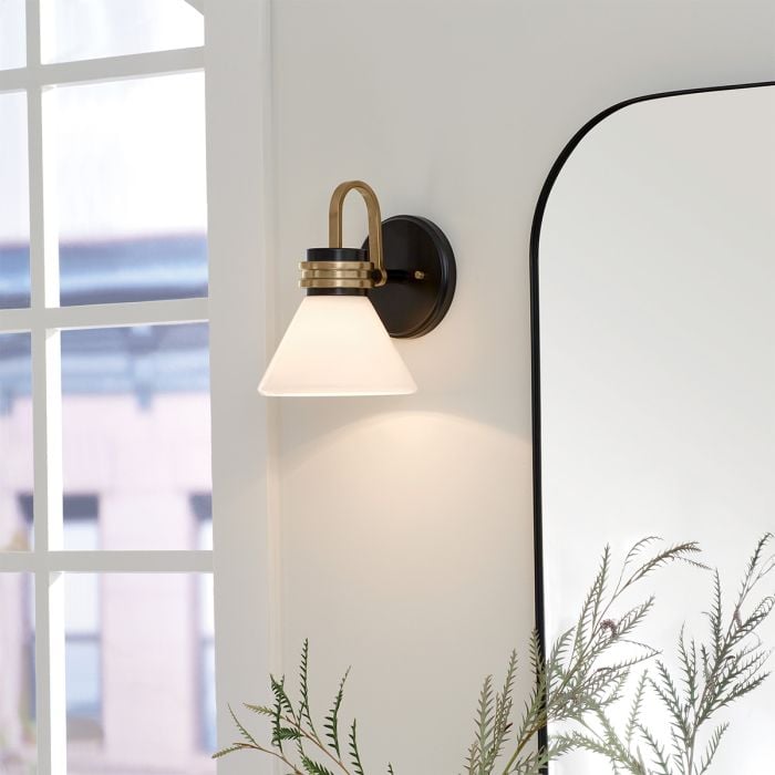 Elstead Lighting Farum 1 Lt Wall Light - Black With Champagne Bronze