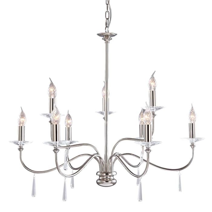 elstead lighting Finsbury Park 9 Light Chandelier - Polished Nickel