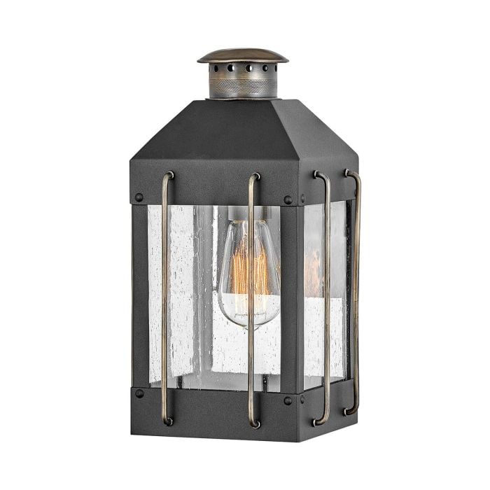 elstead lighting Fitzgerald 1 Light Small Wall Lantern - Textured Black with Burnished Bronze