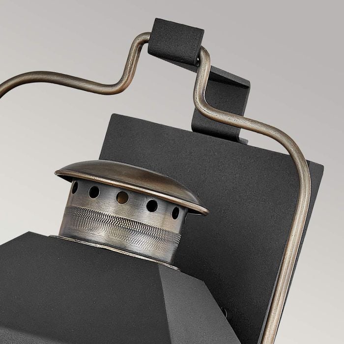 Elstead Lighting Fitzgerald 2 Light Medium Wall Lantern - Textured Black With Burnished Bronze