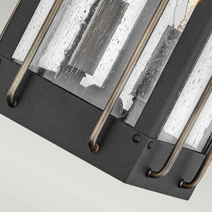 Elstead Lighting Fitzgerald 2 Light Medium Wall Lantern - Textured Black With Burnished Bronze