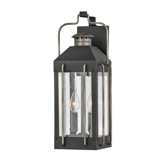 elstead lighting Fitzgerald 2 Light Medium Wall Lantern - Textured Black with Burnished Bronze
