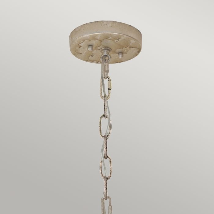 Elstead Lighting Flambeau 2 Light Pendant - Black Cream And Gold Leaf With Taupe Linen Shade