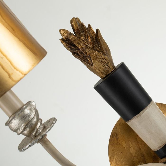 Elstead Lighting Flambeau 2 Light Wall Light - Gold And Black With Parchment Shades