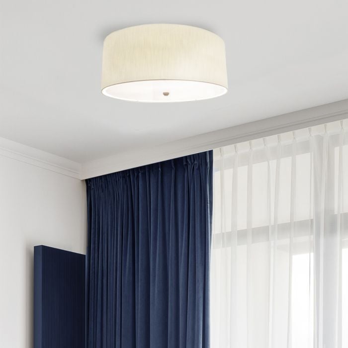 Elstead Lighting Fletcher 18" Flush - Aged Brass With Ivory Shade