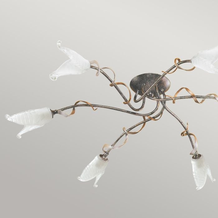 Elstead Lighting Fly 6 Light Semi-Flush - Black/Silver/Gold